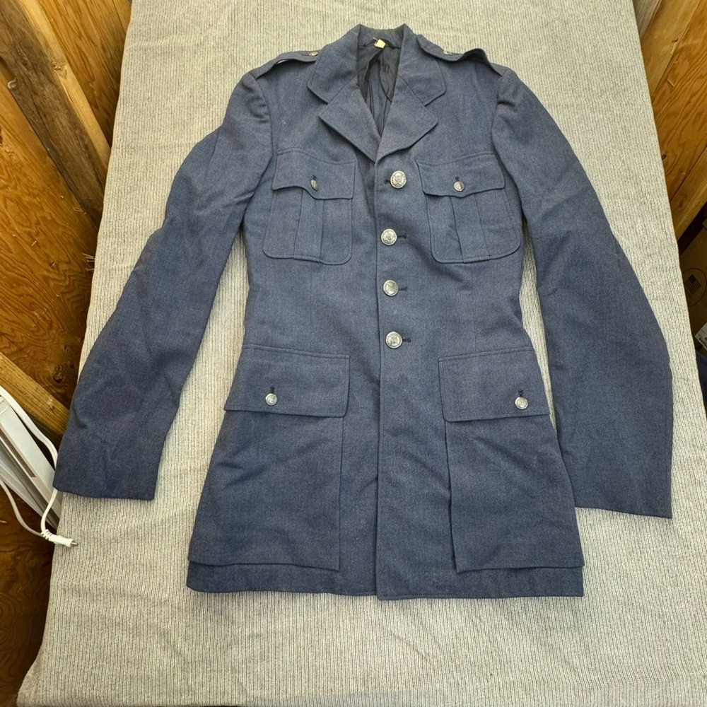 Men's Military-Style Wool Coat - Navy